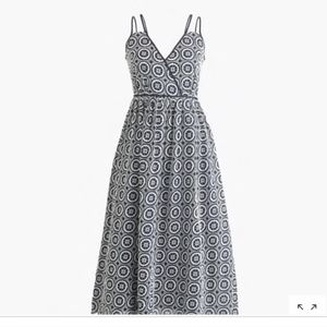 J.Crew Eyelet Midi Dress Navy White